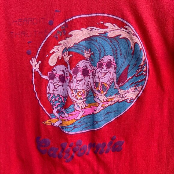 California Raisins Tee Jays Vintage Heard It Thru The Grapevine T-Shirt Red S - Picture 4 of 10